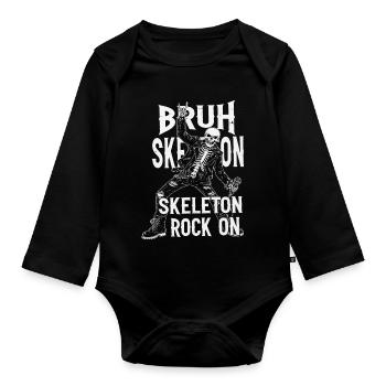 Skeleton Rock Leather Punk - Organic Longsleeve Baby Bodysuit - black - Front