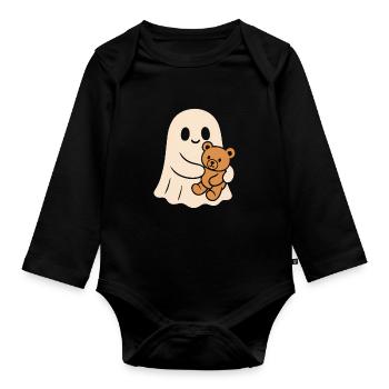 Fantôme câlin avec Teddy - Body Bébé bio manches longues - noir - Devant