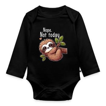 Sloth Lazy Day Nope Not Today - Body Bébé bio manches longues - noir - Devant