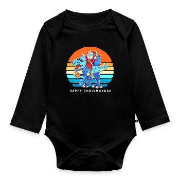 Hanukkah Hanukkah Hanukah Christmas - Organic Longsleeve Baby Bodysuit - black - Front