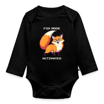 Fox Mode Enabled | derpy fox humor - Organic Longsleeve Baby Bodysuit - black - Front