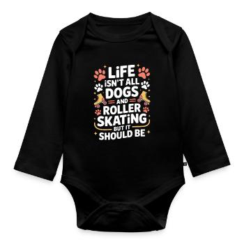 Patinage à roulettes disant chien drôle patinage cadeau - Body Bébé bio manches longues - noir - Devant