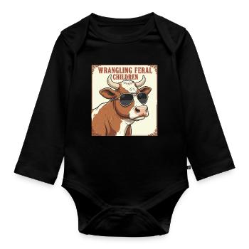 Wrangling Feral Children - Organic Longsleeve Baby Bodysuit - black - Front