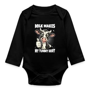 Laktose Intolerant Kuh Spruch - Baby Bio-Langarm-Body - Schwarz - Vorne