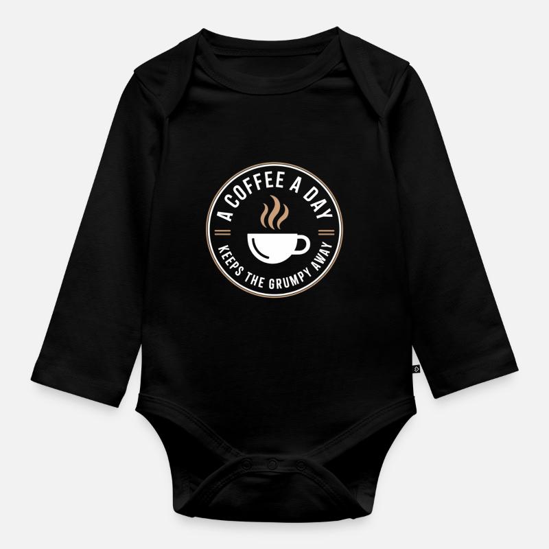 A Coffee A Day Keeps The Grumpy Away - Body Bébé bio manches longues - noir