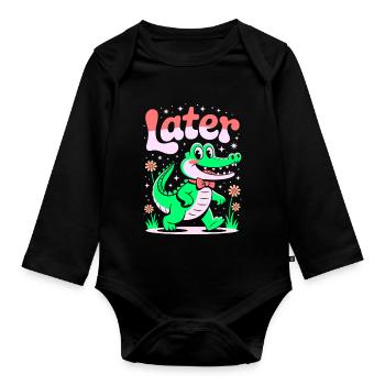 See You Later Aligator - Alligator Retro Design - Organic Longsleeve Baby Bodysuit - black - Front