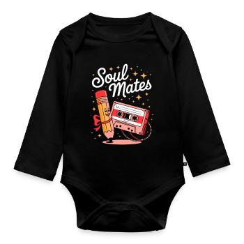 Soul Mates - Kassette Mixtape - Baby Bio-Langarm-Body - Schwarz - Vorne