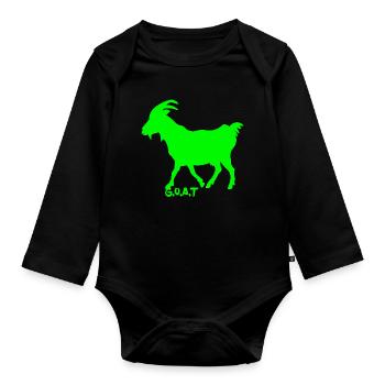 Chèvre vert fluo - Body Bébé bio manches longues - noir - Devant