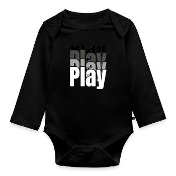 Chevauchement de la typographie de jeu - Body Bébé bio manches longues - noir - Devant