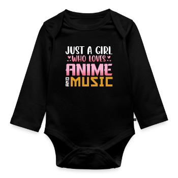 Only One Girl Loves Anime Music - Organic Longsleeve Baby Bodysuit - black - Front