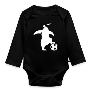 Minimalistischer Pinguin Fußballspieler Team Sport - Baby Bio-Langarm-Body - Schwarz - Vorne