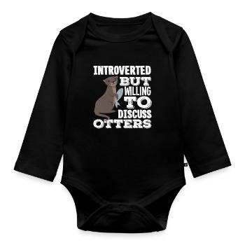 Sea Otter Cartoon Introvert - Organic Longsleeve Baby Bodysuit - black - Front