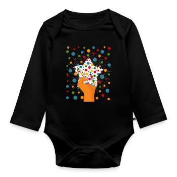 Spotty In Need 2025 Heart Dotty Spots Children - Organic Longsleeve Baby Bodysuit - black - Front