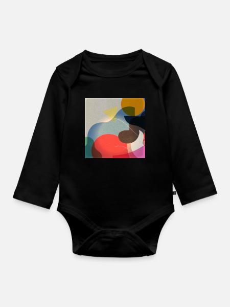 Abstrakte Farbformen Komposition - Baby Bio-Langarm-Body - Schwarz