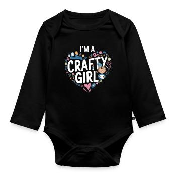 Crafty Girl Heart Workshop - Baby Bio-Langarm-Body - Schwarz - Vorne