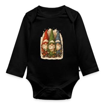 Weihnachtsgnom Weihnachts Wichtel Weihnachten  - Baby Bio-Langarm-Body - Schwarz - Vorne