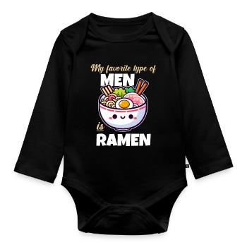Mon type préféré ramen kawaii - Body Bébé bio manches longues - noir - Devant