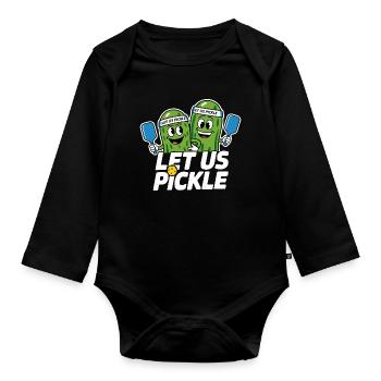 Let Us Pickle Paddleball Gurken Sportler - Baby Bio-Langarm-Body - Schwarz - Vorne