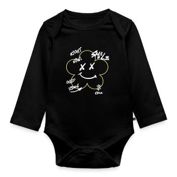Urban Flower - Organic Longsleeve Baby Bodysuit - black - Front