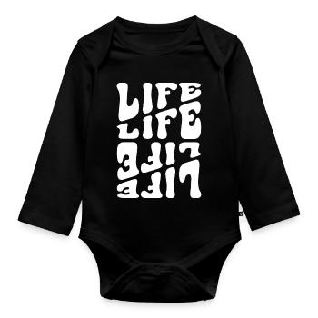 Life like Letters Psychedelic - Baby Bio-Langarm-Body - Schwarz - Vorne