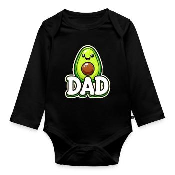 Avocado-Vater, lustige Väter lieben Avocados - Baby Bio-Langarm-Body - Schwarz - Vorne
