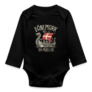 Le Danemark m’appelle, je dois y aller, en disant - Body Bébé bio manches longues - noir - Devant