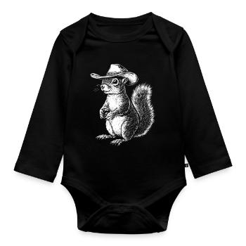 Chapeau de cowboy écureuil western - Body Bébé bio manches longues - noir - Devant