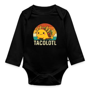 Tacolotl Cute Axolotl Taco Mashup - Organic Longsleeve Baby Bodysuit - black - Front