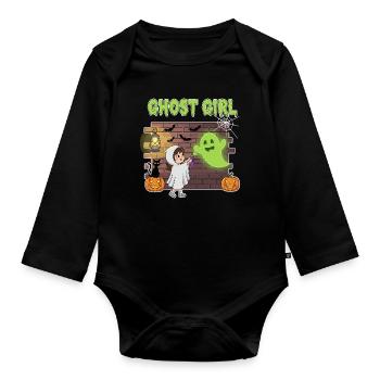  Geister Mädchen Halloween  - Baby Bio-Langarm-Body - Schwarz - Vorne