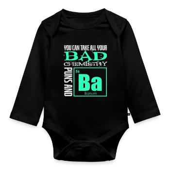 Chimie Chimiste Professeur de chimie Dire science - Body Bébé bio manches longues - noir - Devant