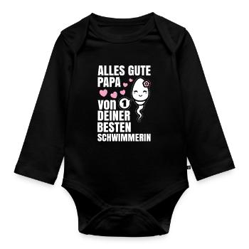 All the best dad wishes you your best swimmer - Organic Longsleeve Baby Bodysuit - black - Front