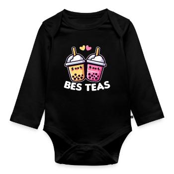 Entzückende Bubble Tea Duos - Baby Bio-Langarm-Body - Schwarz - Vorne