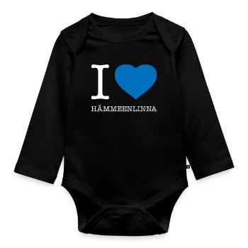 I love Hämeenlinna - Organic Longsleeve Baby Bodysuit - black - Front