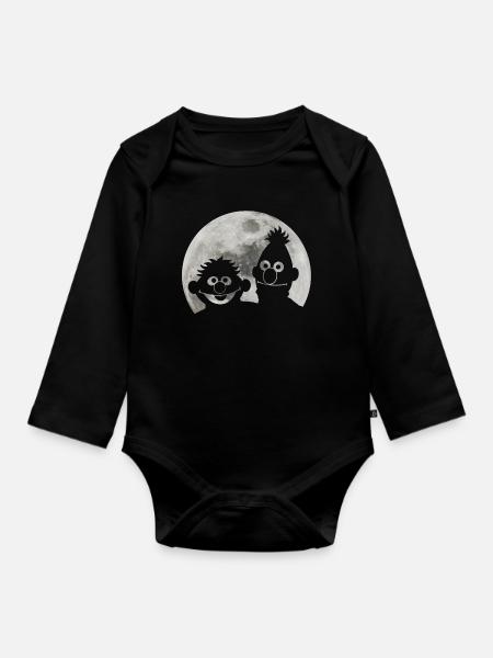 Sesame Street Ernie Et Bert Au Clair De Lune - Body Bébé bio manches longues - noir