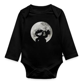 Sesame Street Elmo Under the Full Moon - Organic Longsleeve Baby Bodysuit - black - Front