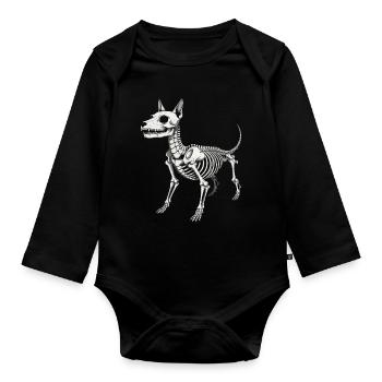 Skeletal Hound Anatomy Print - Organic Longsleeve Baby Bodysuit - black - Front
