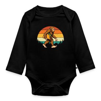 Bigfoot Carrying Taco Funny Fiesta Mashup - Organic Longsleeve Baby Bodysuit - black - Front