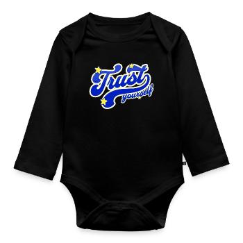 Self-Confidence Starry Script - Organic Longsleeve Baby Bodysuit - black - Front