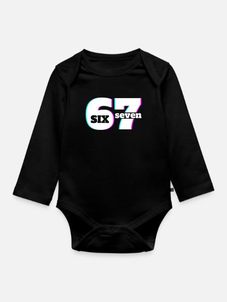 Six Seven 6 7 Meme Fun Design 67 - Baby Bio-Langarm-Body - Schwarz