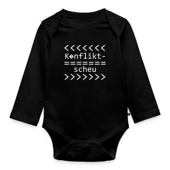 Conflict Aversion Git Nerd Shirt - Organic Longsleeve Baby Bodysuit - black - Front