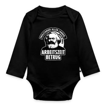 Working Time Scam Shirt – Anti Work Meme Design - Organic Longsleeve Baby Bodysuit - black - Front
