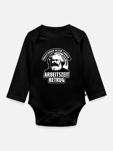 Arbeitszeitbetrug Shirt – Anti Arbeit Meme Design - Baby Bio-Langarm-Body - Schwarz