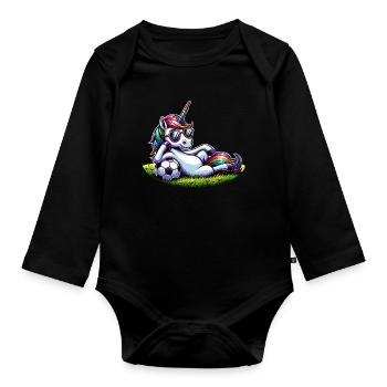 Unicorn Football Rainbow Casual Sunglasses - Organic Longsleeve Baby Bodysuit - black - Front