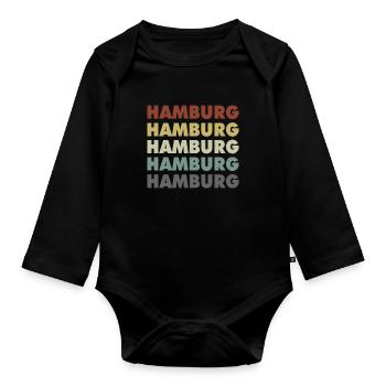 Hamburg - Hansestadt - Deutschland - Germany - Baby Bio-Langarm-Body - Schwarz - Vorne