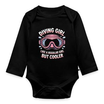 Diving Saying Girl Funny Diving Gift - Organic Longsleeve Baby Bodysuit - black - Front