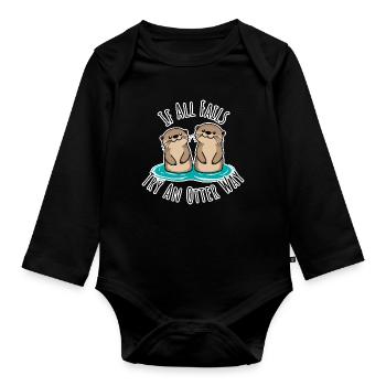 Mignonnes loutres ! Quand tout tourne mal Otter Way - Body Bébé bio manches longues - noir - Devant