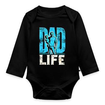 Dad Life Duo Silhouette Graphic, Best Fathers  - Organic Longsleeve Baby Bodysuit - black - Front