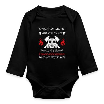 Feuerwehrmann Feuerwehr Kamerad Ffw Lustig - Baby Bio-Langarm-Body - Schwarz - Vorne