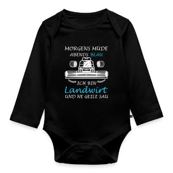 Farmer Agriculture Tractor Tractor Driver - Organic Longsleeve Baby Bodysuit - black - Front