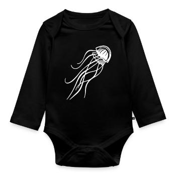 Méduses – Monde sous-marin de l’océan et de la plage - Body Bébé bio manches longues - noir - Devant